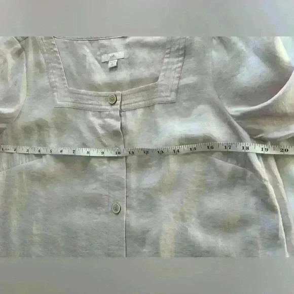 J Jill Pale Orchid Square-Neck Button Down 3/4 Sleeve Pleated Blouse S Tall - Picture 13 of 15